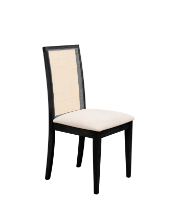 Chaise tapissée couleur pierre avec pieds en bois le ton noir 95,5cm