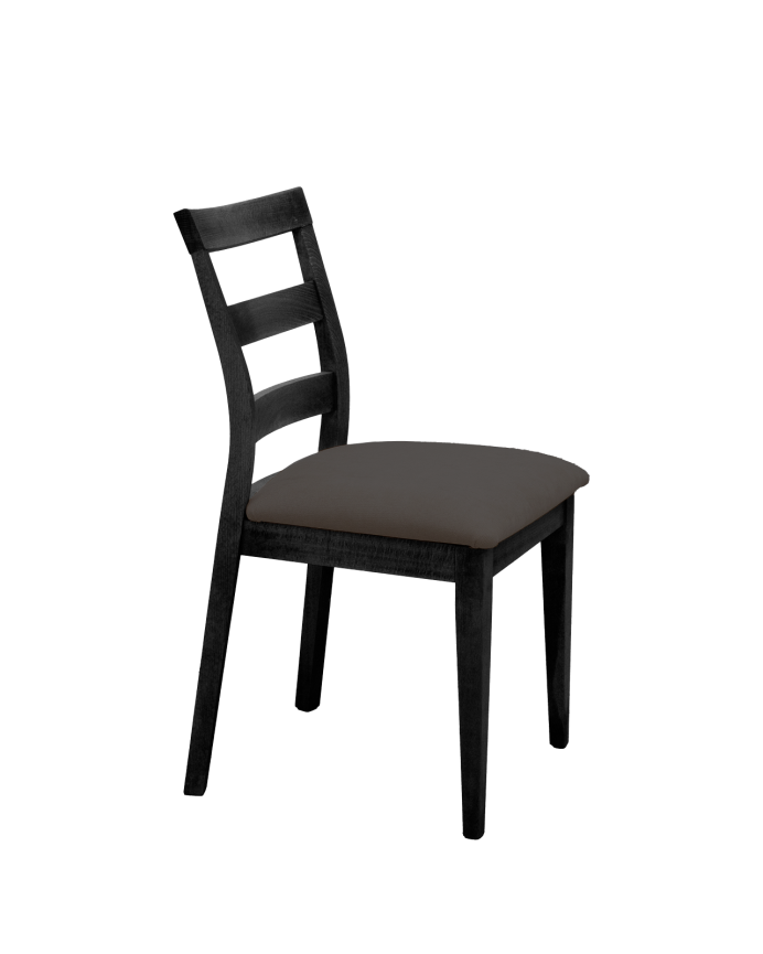 Chaise tapissée gris anthracite avec pieds en bois le ton noir 89cm