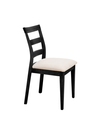Chaise tapissée couleur pierre avec pieds en bois le ton noir 89cm