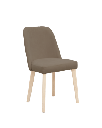 Chaise tapissée brun taupe avec pieds en bois le ton naturel 87cm