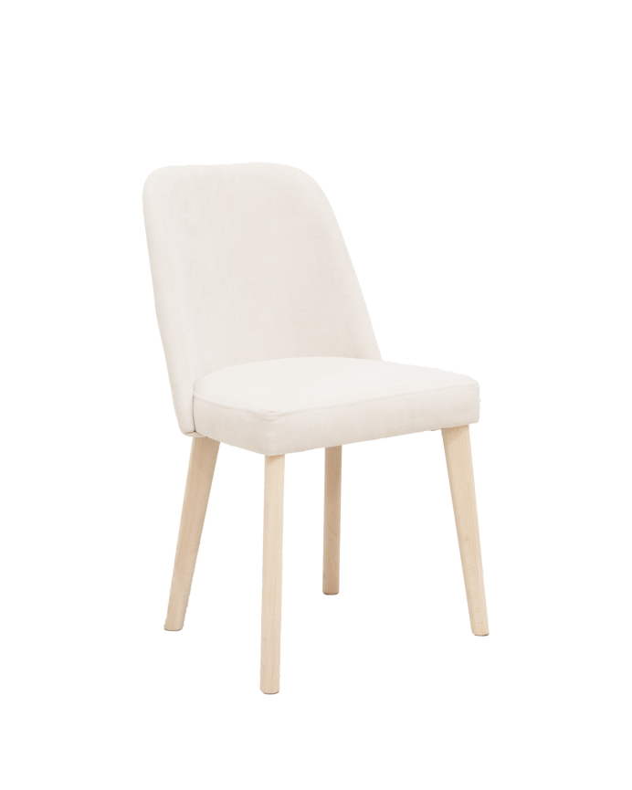 Chaise tapissée couleur pierre avec pieds en bois le ton naturel 87cm