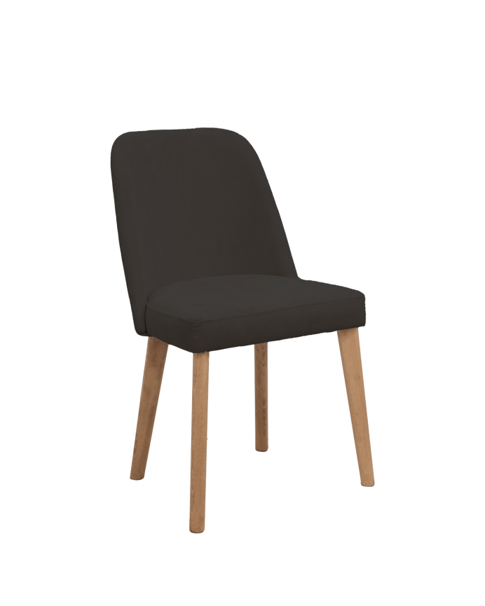 Chaise tapissée noire avec pieds en bois le ton chêne doncé 87cm