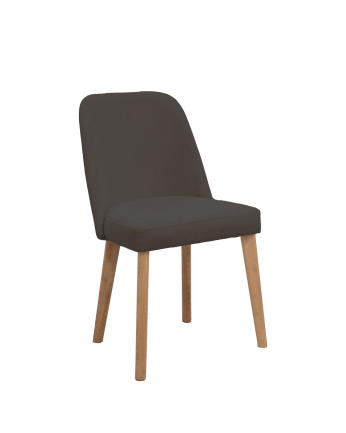 Chaise tapissée gris anthracite avec pieds en bois le ton chêne foncé 87cm