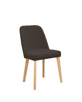 Chaise tapissée gris anthracite avec pieds en bois le ton chêne moyen 87cm
