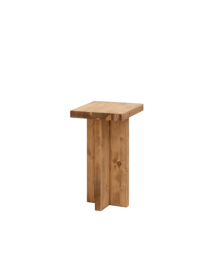 Table d'appoint en bois massif de teinte chêne foncé de 25x25cm