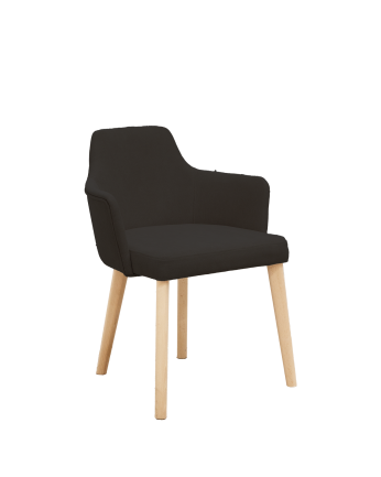Chaise tapissée noire avec pieds en bois le ton naturel 95cm