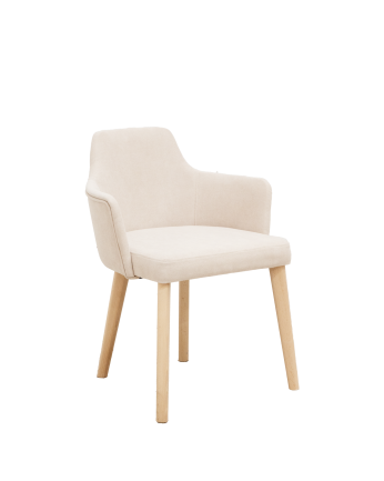 Chaise tapissée couleur pierre avec pieds en bois le ton naturel 95cm