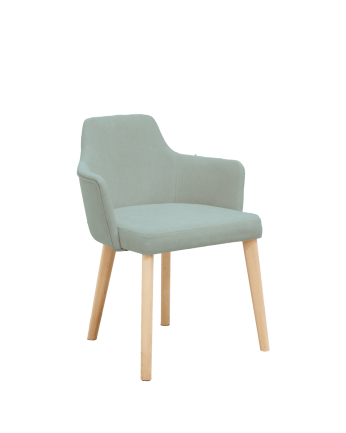 Chaise tapissée aigue-marine avec pieds en bois le ton naturel 95cm