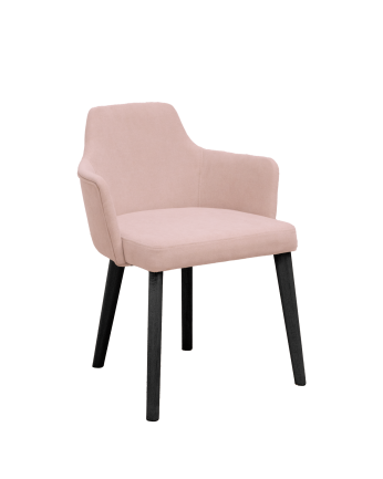 Chaise tapissée rose avec pieds en bois le ton noir 95cm