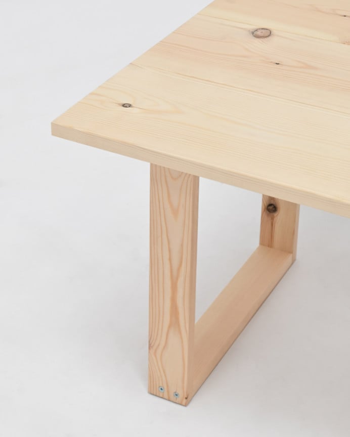 Table basse en bois massif, ton naturel, 120x60cm