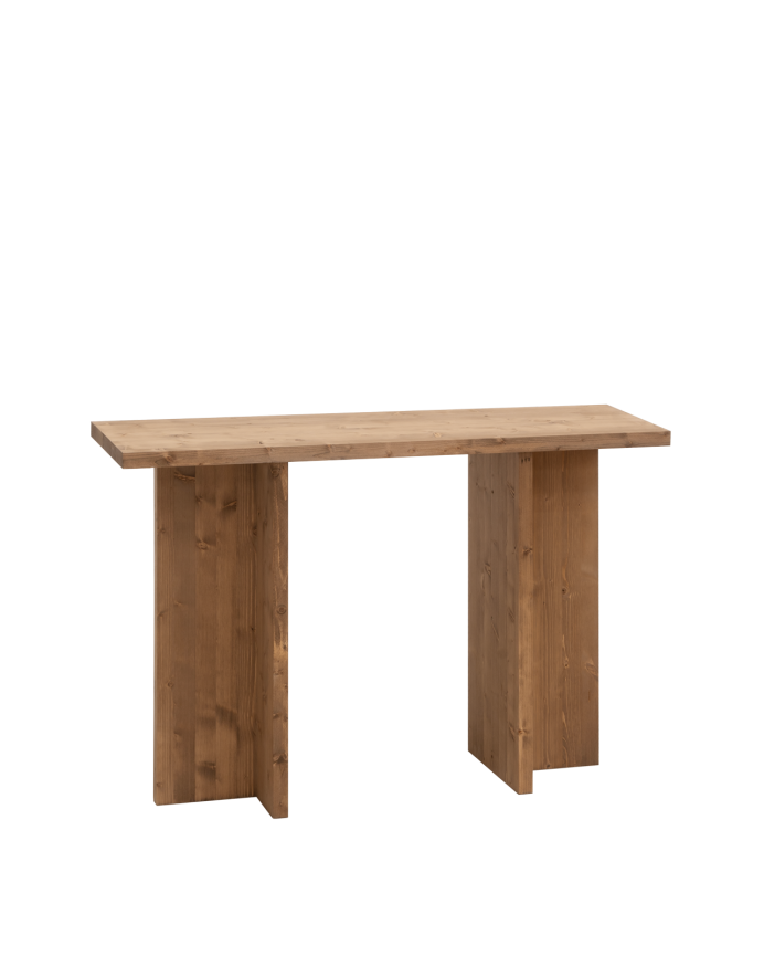 Console en bois massif ton chêne foncé de 120x80cm