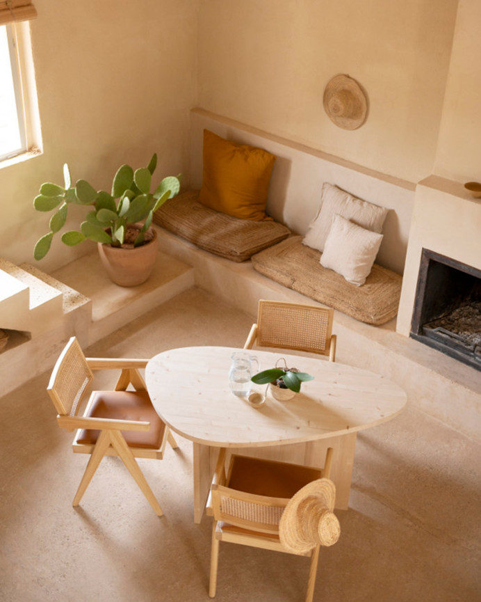 Table de salle à manger en bois massif naturel de 140 cm