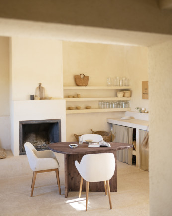 Table de salle à manger en bois massif en noyer de 140 cm