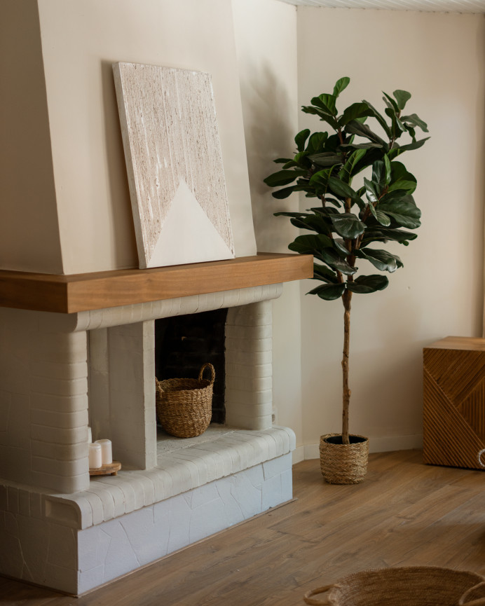 Tableau beige décoratif sur toile de coton avec cadre en bois peint à la main à la peinture à l'huile en différentes tailles.