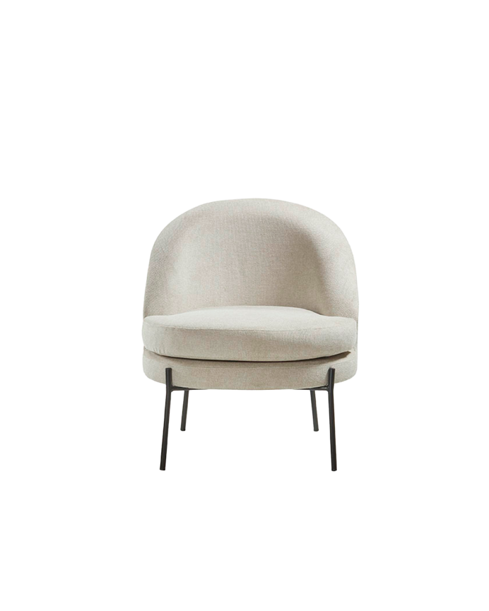 Fauteuil en métal avec assise en mousse et fibre en beige 78x71cm