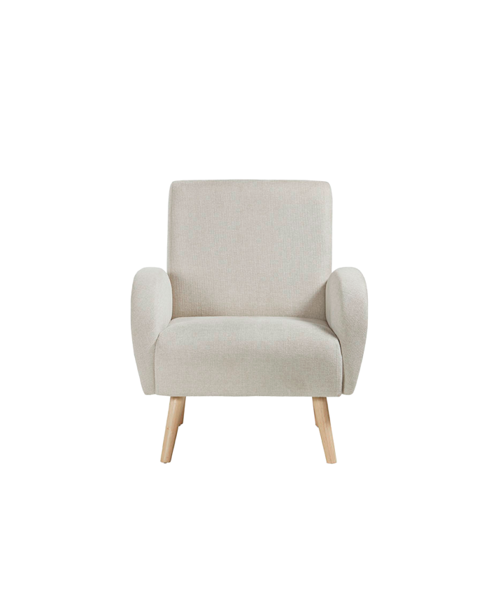 Fauteuil en bois massif avec assise en mousse et fibre de couleur beige 75x74cm