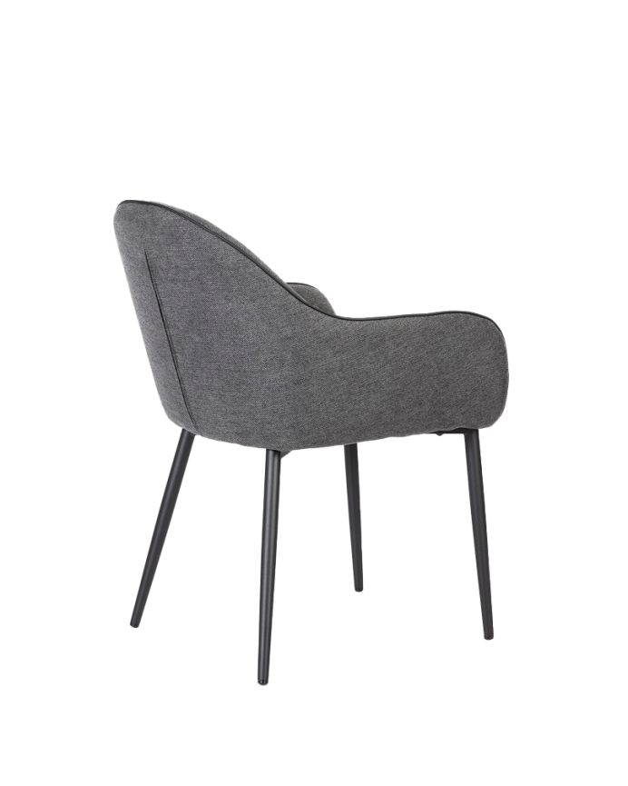 Chaise en tissu gris foncé avec pieds en métal noir de 83 cm