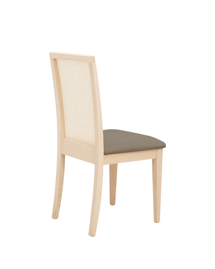 Chaise tapissée brun taupe avec pieds en bois le ton naturel 95,5cm