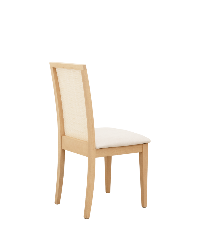Chaise tapissée couleur pierre avec pieds en bois le ton chêne moyen 95,5cm