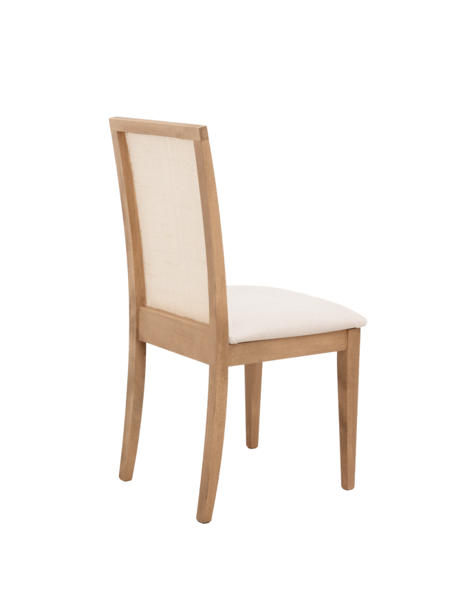 Chaise tapissée couleur pierre avec pieds en bois le ton chêne foncé 95,5cm