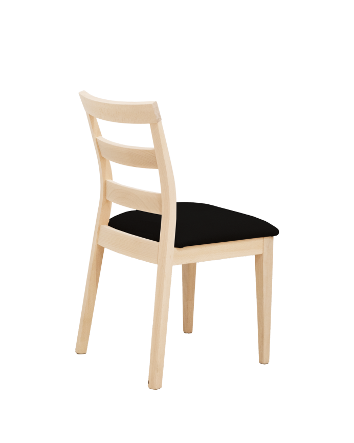 Chaise tapissée noire avec pieds en bois le ton naturel 89cm