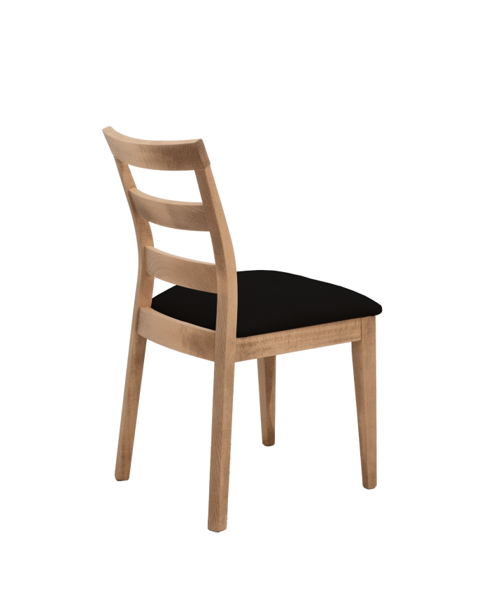 Chaise tapissée noire avec pieds en bois le ton chêne foncé 89cm