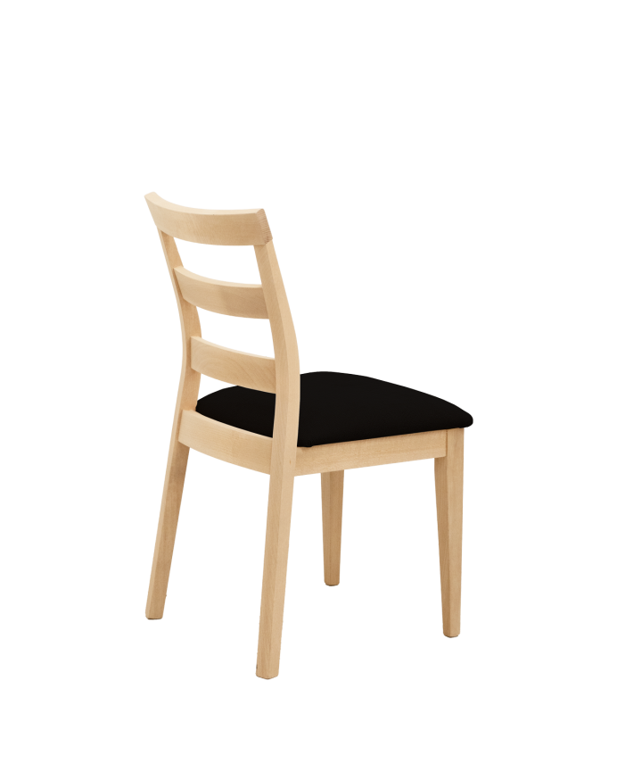 Chaise tapissée noire avec pieds en bois de chêne moyen 89cm