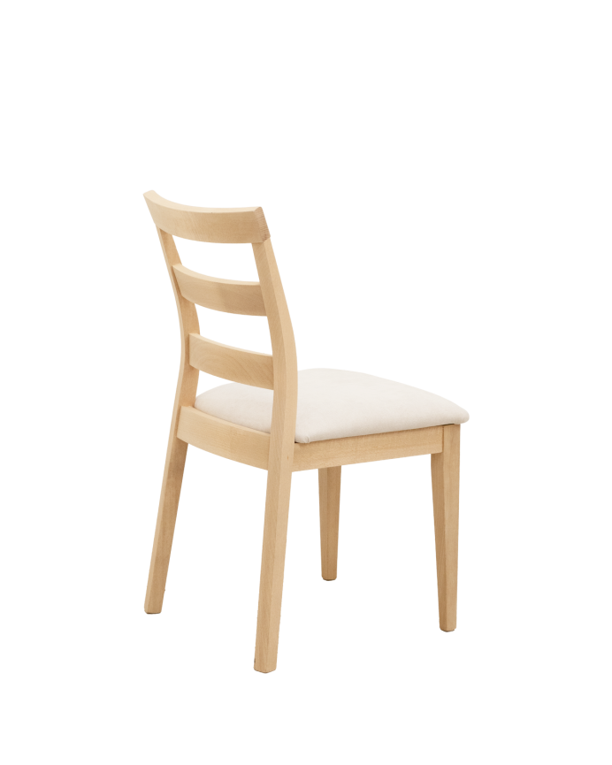 Chaise tapissée couleur pierre avec pieds en bois le ton chêne moyen 89cm