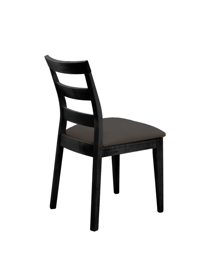 Chaise tapissée gris anthracite avec pieds en bois le ton noir 89cm