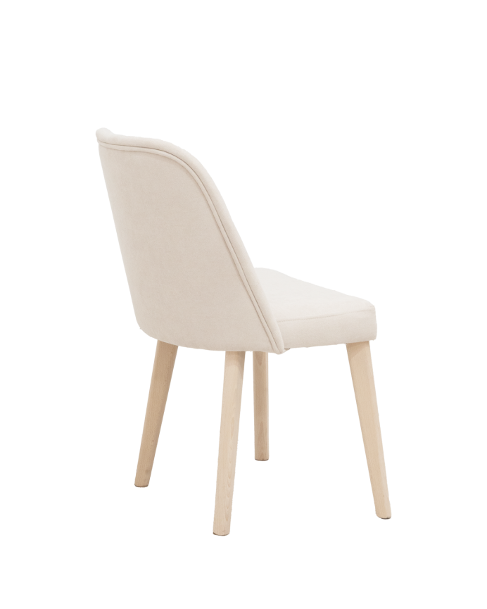 Chaise tapissée couleur pierre avec pieds en bois le ton naturel 87cm