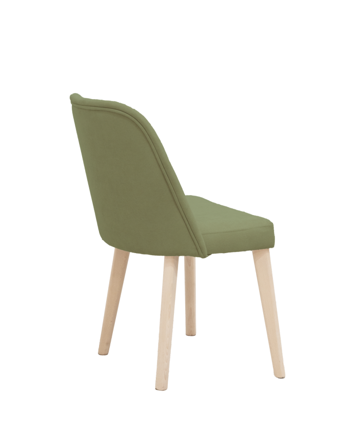 Chaise tapissée kaki avec pieds en bois le ton naturel 87cm