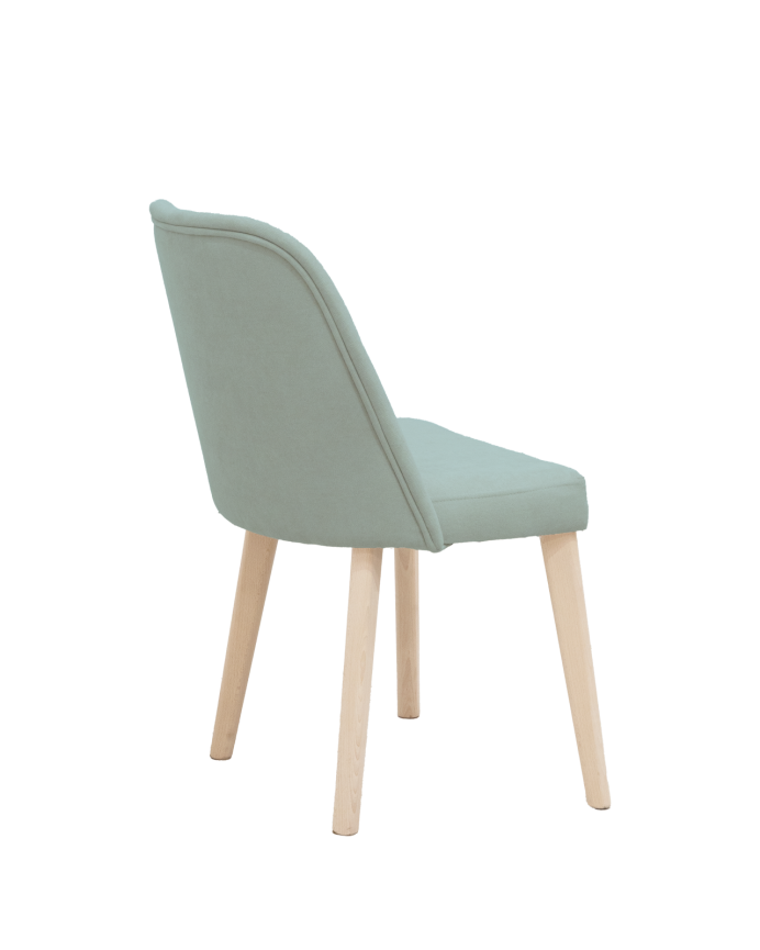 Chaise tapissée aigue-marine avec pieds en bois le ton naturel 87cm