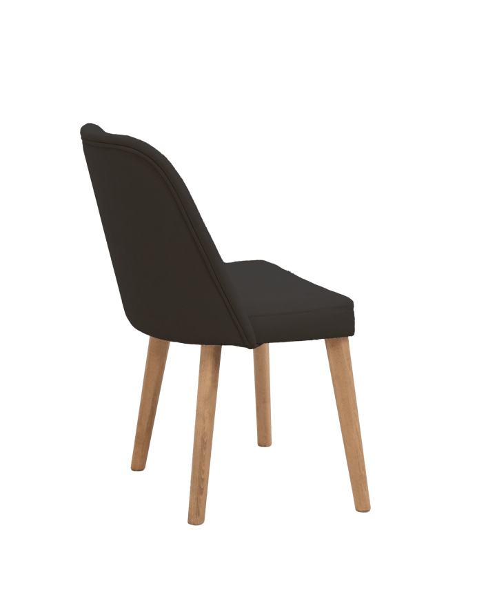 Chaise tapissée noire avec pieds en bois le ton chêne doncé 87cm
