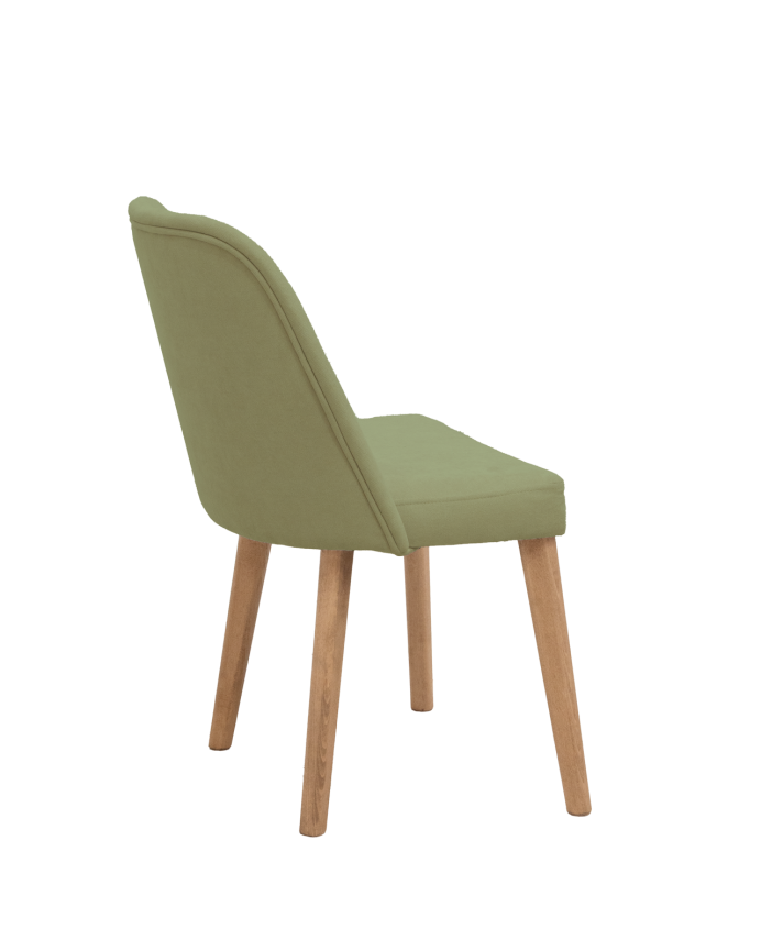 Chaise tapissée kaki avec pieds en bois le ton chêne foncé 87cm