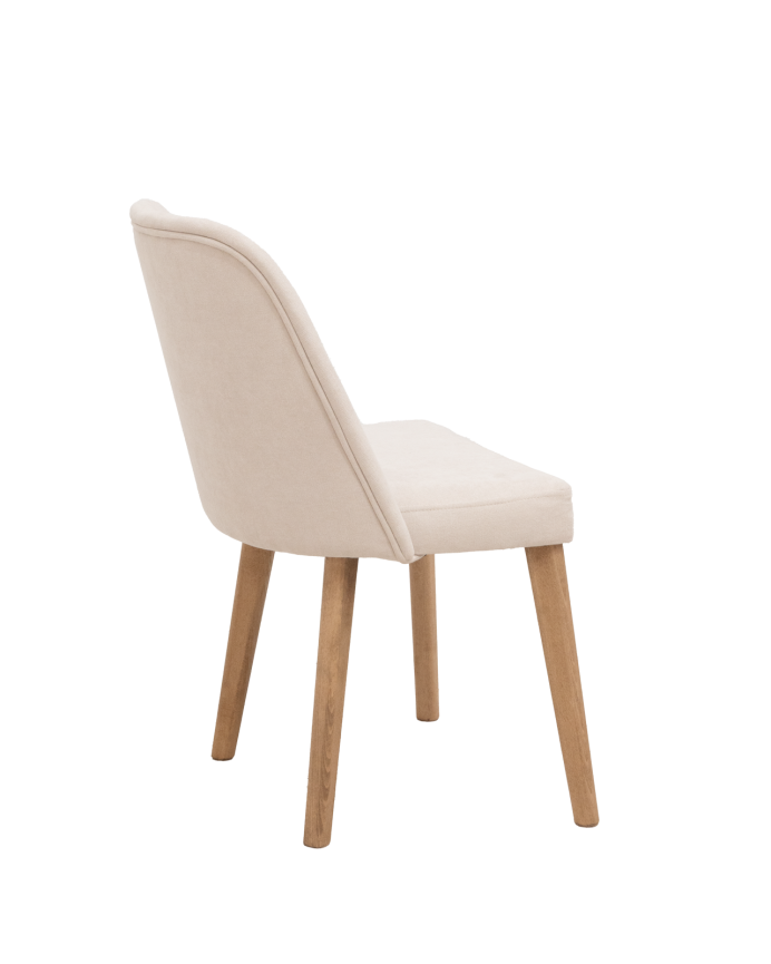Chaise tapissée couleur pierre avec pieds en bois le ton chêne foncé 87cm