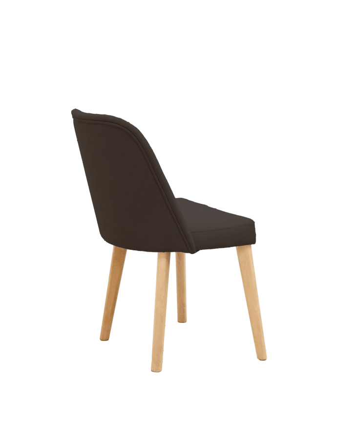 Chaise tapissée gris anthracite avec pieds en bois le ton chêne moyen 87cm