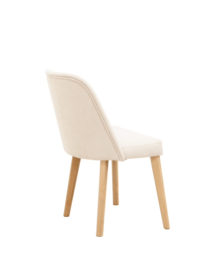 Chaise tapissée couleur pierre avec pieds en bois le ton chêne moyen 87cm