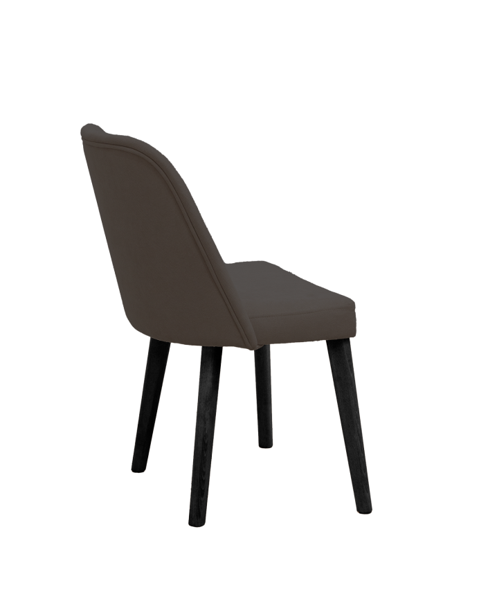 Chaise tapissée gris anthracite avec pieds en bois le ton noir 87cm