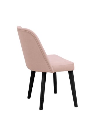 Chaise tapissée rose avec pieds en bois le ton noir 87cm