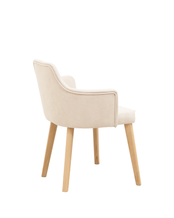 Chaise tapissée couleur pierre avec pieds en bois le ton naturel 95cm