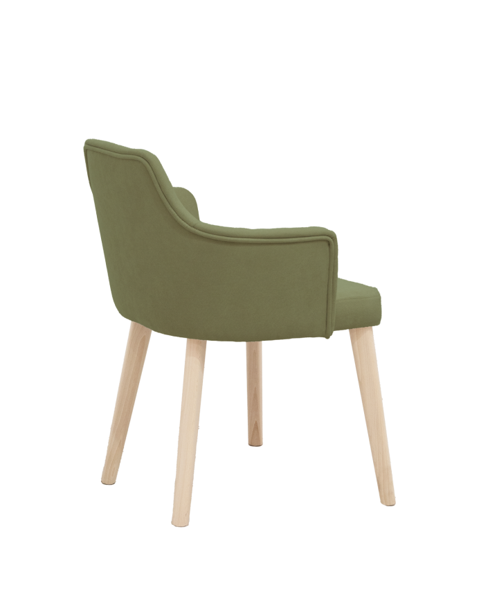 Chaise tapissée kaki avec pieds en bois le ton naturel 95cm