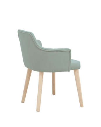 Chaise tapissée aigue-marine avec pieds en bois le ton naturel 95cm