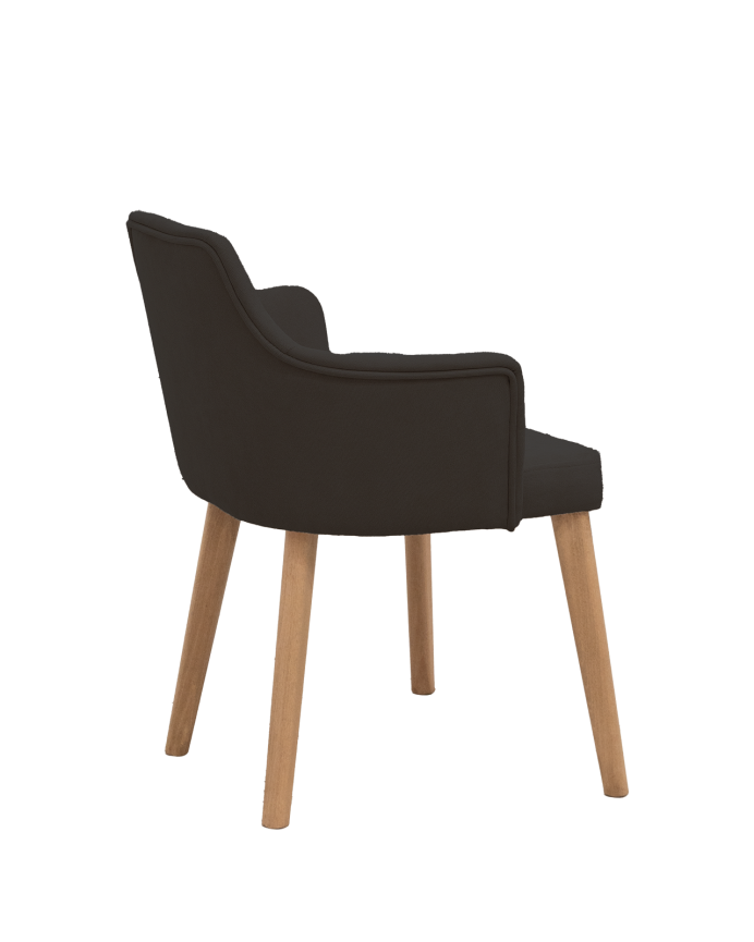 Chaise tapissée noire avec pieds en bois le ton chêne foncé 95cm