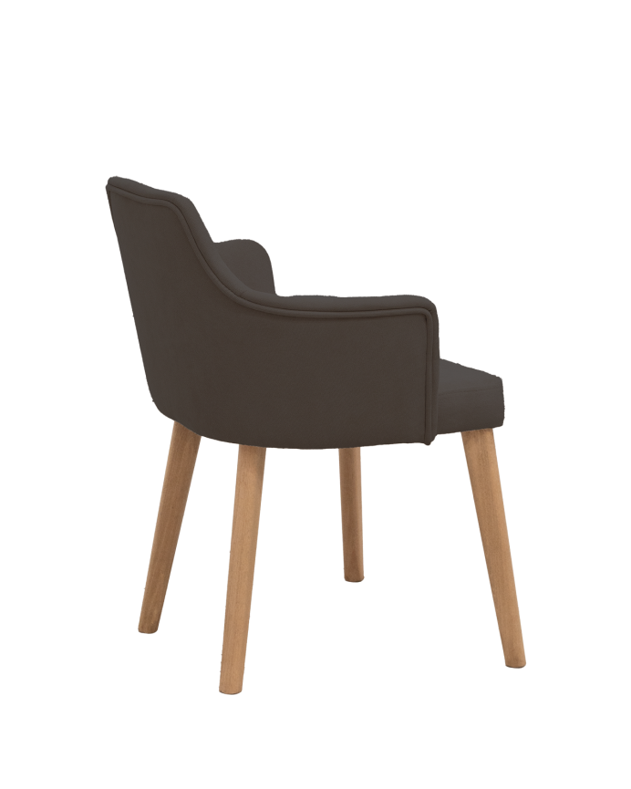 Chaise tapissée gris anthracite avec pieds en bois le ton chêne foncé 95cm