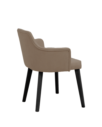 Chaise tapipssée brun taupe avec pieds en bois le ton noir 95cm