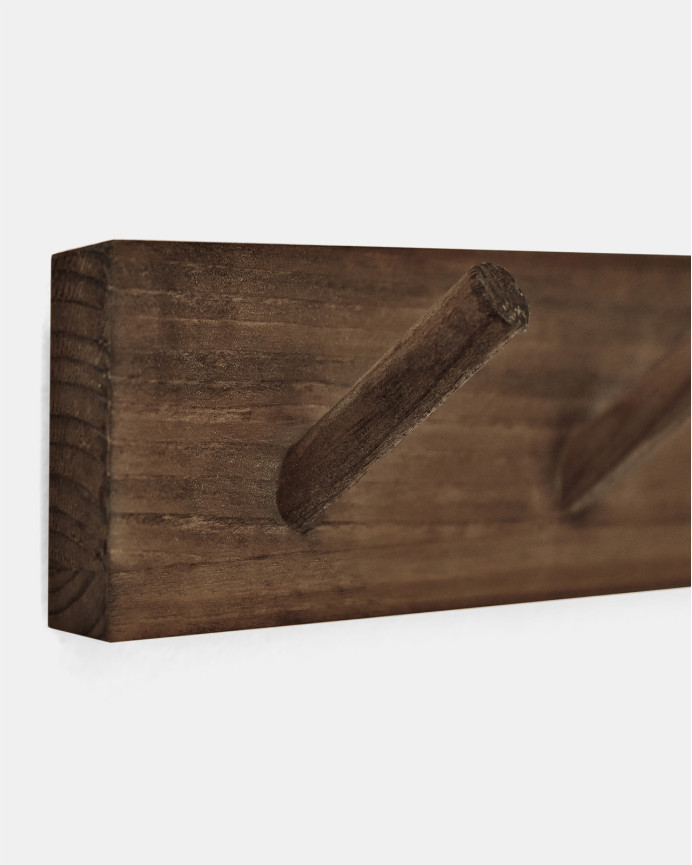 Cintre mural en bois massif ton noyer 26x5cm