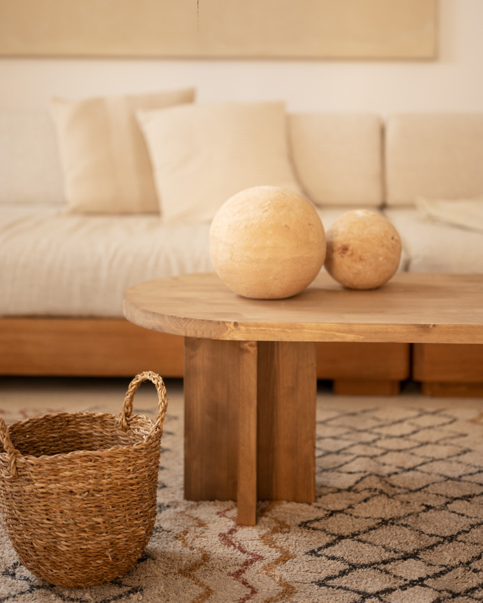 Table basse en bois massif ton chêne foncé 120x40cm