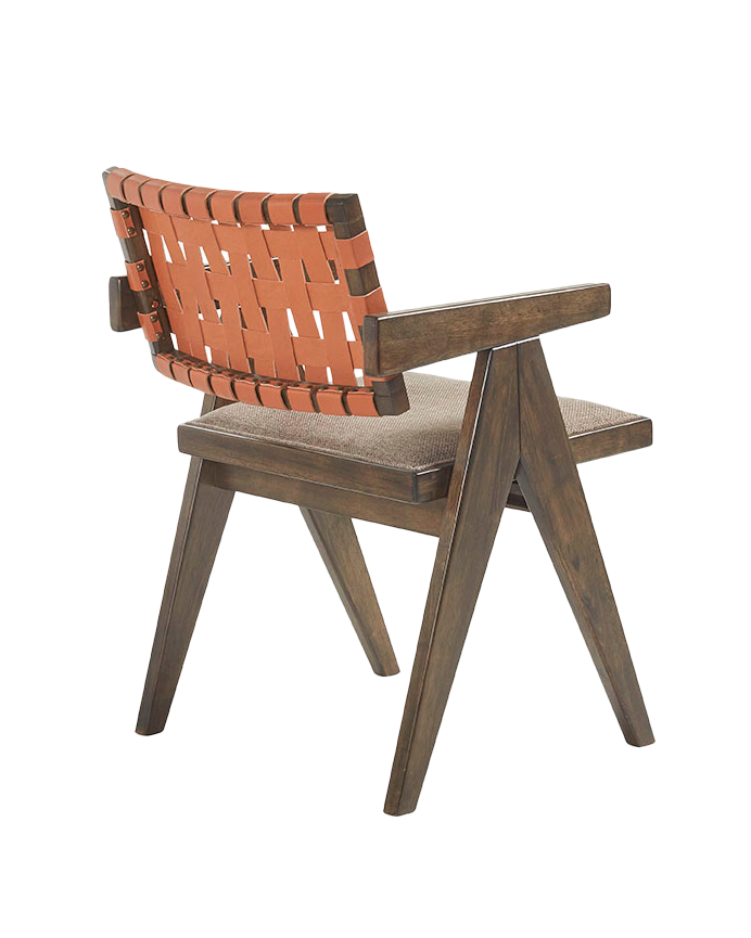 Chaise en bois massif avec dossier tressé couleur noyer de 80 cm