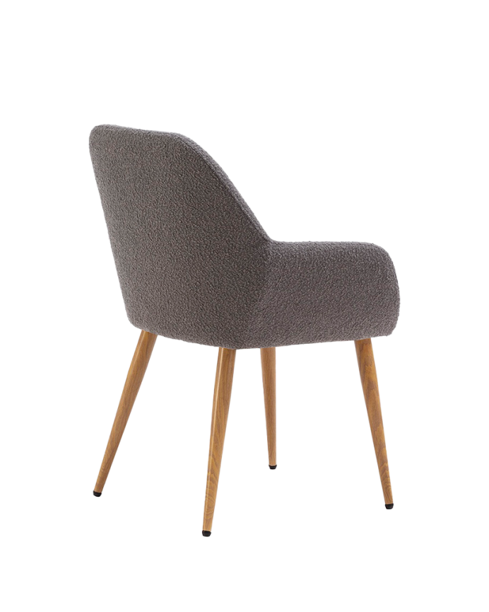 Chaise en bouclé gris avec pieds en métal couleur chêne de 82 cm