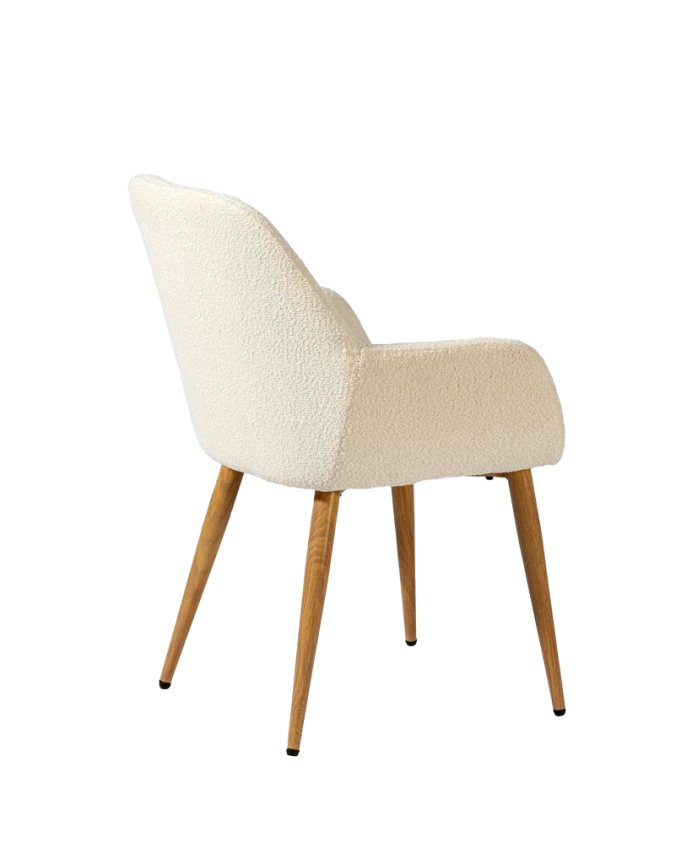 Chaise en bouclé blanc avec pieds en métal couleur chêne de 82 cm